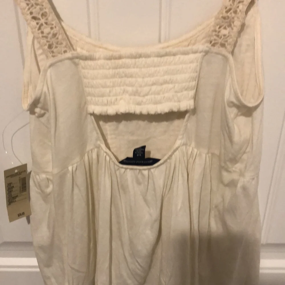 America Eagle Outfitters NWT crochet cream tank top open back small petite - Picture 5 of 11